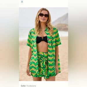 NWT Farm Rio x Anthropologie oversized toucan shirt sz L